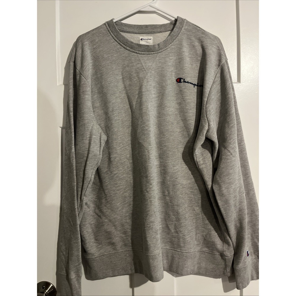 Champion Oxford Grey Crewneck Sweatshirt Gray Logo Pullover Womens Large
